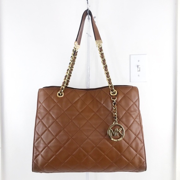 MICHAEL Michael Kors Handbags - MK Fulton Luggage Tan Quilted Lambskin Chain Tote